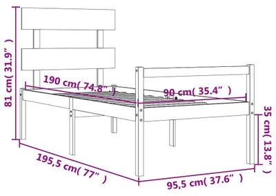 Produktbild von vidaXL Seniorenbett mit Kopfteil Massivholz