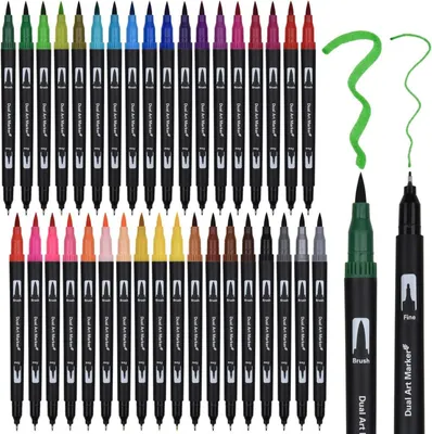 Produktbild von 36 Dual Brush Pen Set, 36 Farben Wasserbasis Aquarell Handlettering Manga