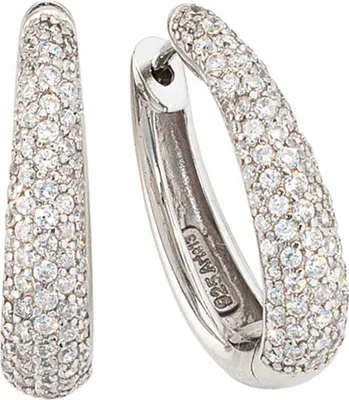 Produktbild von JOBO Creolen oval 925 Sterling Silber rhodiniert oval mit Zirkonia Ohrringe