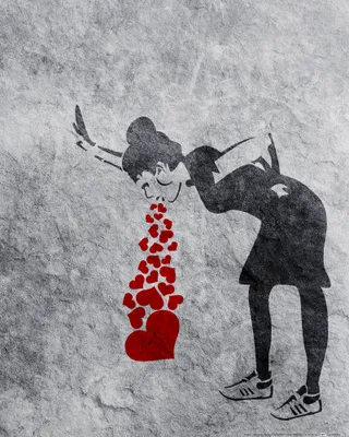 Produktbild von Streetart Kunstdruck Bild - Lovesick Girl, Banksy (50 x 40 cm)