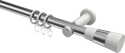 Produktbild von Interdeco Gardinenstange / Vorhangstange Chrom / Weiß, Typ Platon Tanara (Konus Bicolor), 20 mm Ø 1-läufig, 600 cm