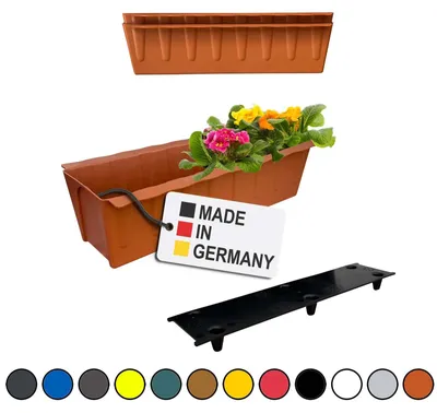 Image de BURI 2 inserts de jardinières pour palettes Euro avec tapis d'arrosage | 37,3cm terre cuite | Jardinière pour palette Euro | Balconnière | Pot de fleurs | en plastique solide | Germany