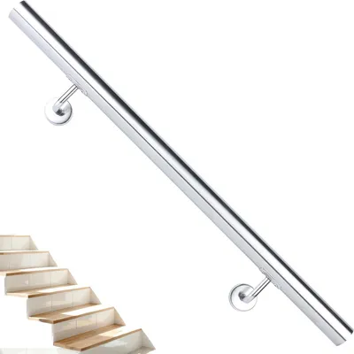 Produktbild von Handgriff aus Edelstahl – Wandhalterung für Geländer – Sicherheit im Außenbereich – Korrosionsbeständiges Material – 60 cm – Silberfarben