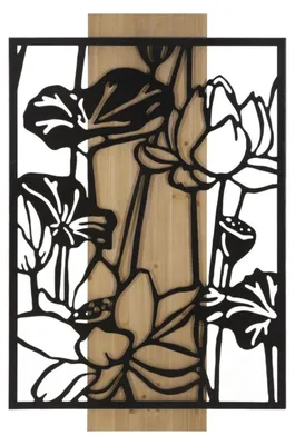 Produktbild von Wandpaneel Lotus aus Eisen und Holz, 60×90 cm