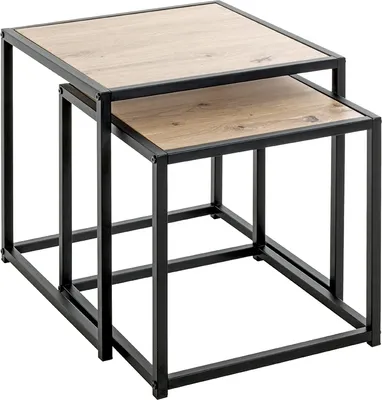 Produktbild von Beistelltisch >52409< (2er Set) in eiche, schwarz - 35x36x35 (BxHxT)