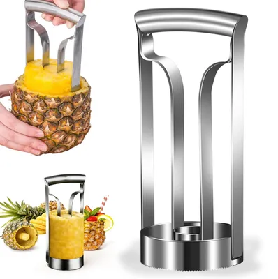 Zdjęcie produktu dla Krajalnica do ananasa obieraczka - Stal nierdzewna - Ergonomiczny uchwyt - Szybkie obieranie i wykrawanie