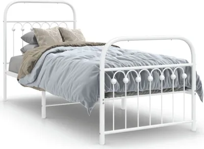 Obrázek produktu pro vidaXL Postel s čelem a nohou kovová bílá 80x200 cm