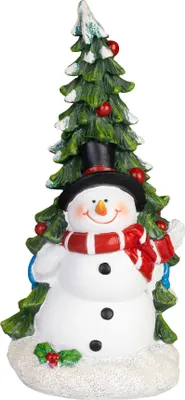 Image de MagicHome Décoration de Noël, Bonhomme de neige avec arbre, 9,5x10x20 cm