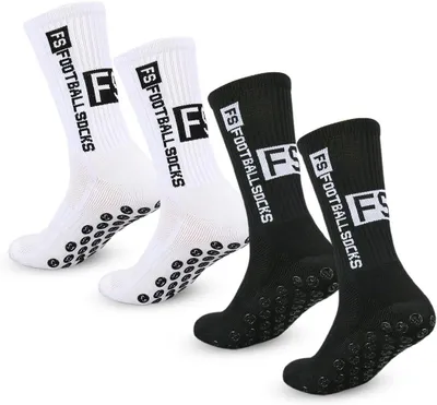 Productafbeelding van Grip Sokjes 2 Paar, Antislip Sportsokken, Ademend, Zwart + Wit, Maat 37-45