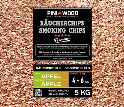 Image de PINI 5 kg de chips de fumage pomme 4-6 mm Smoking Chips copeaux de fumage 18 litres