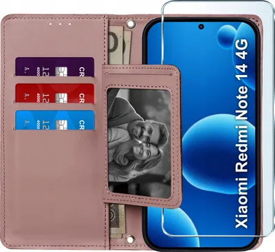 Produktbild von Klapphülle für Xiaomi Redmi Note 14 4G mit Magnetverschluss + 9H-Glas