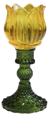 Produktbild von Theelichthouder Tulp glas geel 17cm