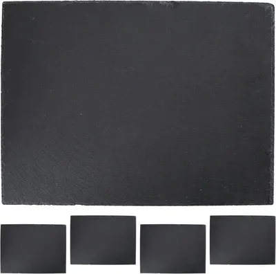 Produktbild von 4er Set Schieferplatten | rechteckig 40x30cm mit Filzschonern | Tischuntersetzer und Servierplatten
