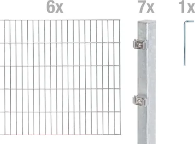 Produktbild von Alberts Doppelstabmatten Zaun, Höhe 140 cm, Länge 12 m, Zaun-Komplettset zum Einbetonieren, feuerverzinkt, Pfosten 60x40 mm