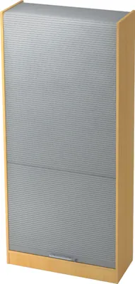 Produktbild von bümö Rollladenschrank office - 5 Ordnerhöhen - Griff: Relinggriff (Kunststoff), Nachbildung: Buche/Silber