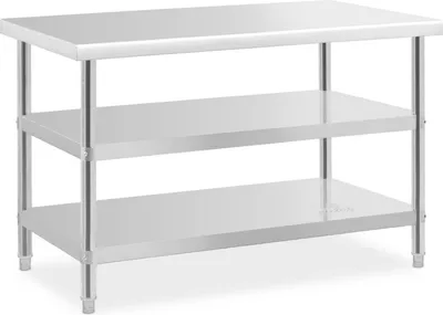 Zdjęcie produktu dla Expondo Royal Catering Stół roboczy ze stali nierdzewnej – ECO – 120 x 70 cm – 500 kg – półka pośrednia –