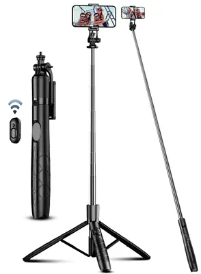 Image de Trépied pour téléphone portable et bâton de selfie, 180 cm, avec support pour téléphone portable et télécommande amovible