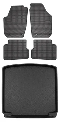 Image de Tapis en caoutchouc + bac de coffre pour Skoda Fabia II 2007-2014 (break) – 5 pièces, noirs, sur mesure