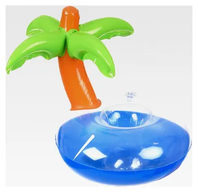 Produktbild von VEGAOO - Aufblasbarer Becherhalter Palme bunt - Einheitsgröße - Bunt - Partydeko - 100% PVC