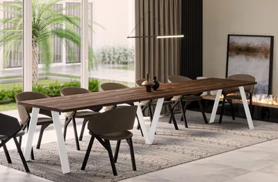 Produktbild von ENDO-Möbel Ausziehbarer Esstisch XXL Lungo White 130-405cm (Eiche Stirling)