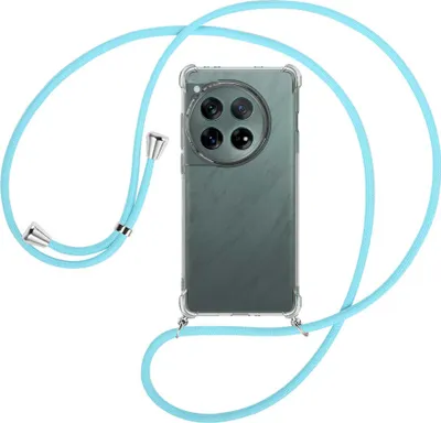 Produktbild von Handykette Backcover-Schutzhülle mit Band (Metall silberfarben) für OnePlus 12 5G (PJD110) - himmelblau