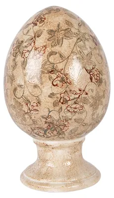 Image de Clayre & Eef Figurine de décoration Oeuf Ø 15x24 cm Beige Céramique