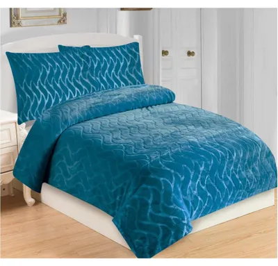 Obrázok produktu pre Mikroflanelové obliečky so vzorom „Vlnka“ v farbe petrolejovej 140x200, 70x90 cm