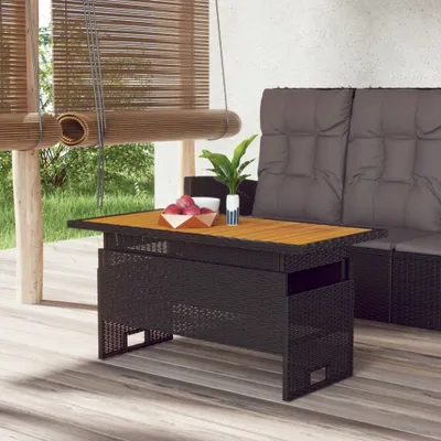 Obrázek produktu pro vidaXL Zahradní stůl černý 100x50x43/63 cm Akáciové dřevo a polyratan