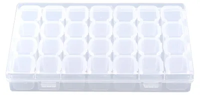 Obrázek produktu pro Průhledný plastový organizér s 28 přihrádkami, nastavitelný, na tablety, léky, pilulky, šperky, úložná krabička