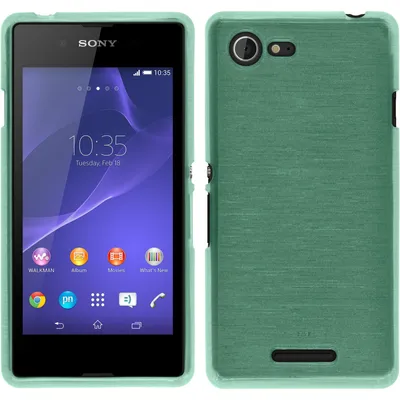 Produktbild von PhoneNatic Case kompatibel mit Sony Xperia E3 - grün Silikon Hülle brushed + 2 Schutzfolien