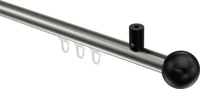 Produktbild von Interdeco Innenlaufstange / Gardinenstange mit Innenlauf Edelstahl-Optik / Schwarz, Typ Sonius Luino (Kugel) Deckenmontage, 20 mm Ø 1-läufig, 240 cm