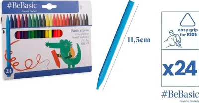 Zdjęcie produktu dla Kredki plastikowe 24 kolory - BeBasic