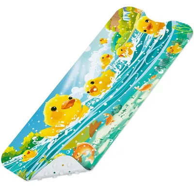 Image de Tapis de bain antidérapant pour enfants, motif canard, 100 x 40 cm, sans BPA, résistant à la moisissure