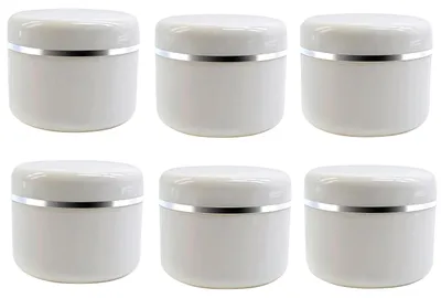 6 leere Kosmetik-Näpfchen, 50 g, weiß, mit Schraubdeckel