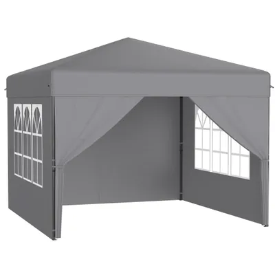 Image de Tente pliante pop-up NAIZY 3 x 3 m, montage rapide à l'aide d'un seul bouton, imperméable et résistante aux UV, avec 4 panneaux latéraux, sac de transport inclus – Argent