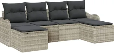 Obrázek produktu pro Sada zahradních pohovek 6 pcs Světle šedá Poly ratan