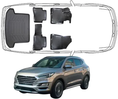 Produktbild von 3D Fußmatten & Kofferraumwanne Auto Set Kompatibel mit Hyundai Tucson 3.Gen 2015 - 2020