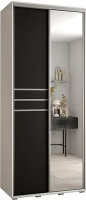 Produktbild von MEBLE KRYSPOL Cannes 11 Schrank mit 2 Schiebetüren - 205,2x110x60 cm - Weiß Schwarz Silber