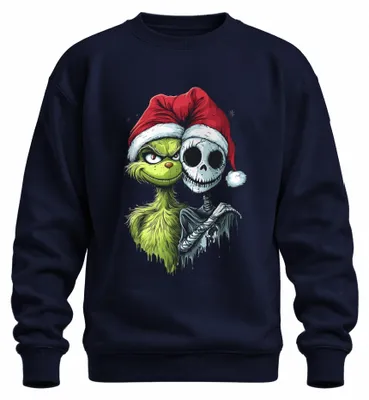 Obrázek produktu pro Grinch Jack Skellington Christmas Skull Scary Gothic Uni mikina s kapucí, Navy, 3XL