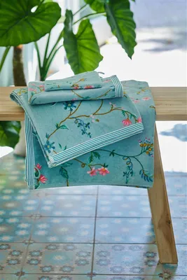 Produktbild von Pip Studio Les Fleurs Waschhandschuh Set Blau 16x22 x 3