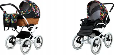 Produktbild von Babylux® Classic White | 2in1 Kinderwagen Set | Garden Flowers | Kombikinderwagen | Kinderwagens