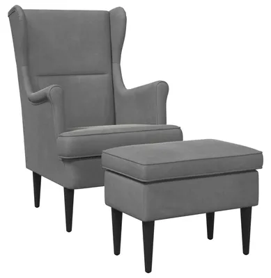 Image de Fauteuil vidaXL avec repose-pieds, lot de 2, gris foncé, en velours