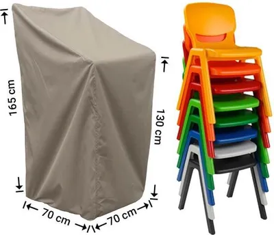 Produktbild von Raffles Covers Raffles Covers Schutzhülle für Stapelstühle | Atmungsaktiv | Wasserdicht | UV-beständig | Doppelnähte | Elastischer Kordelzug - Farbe: Taupe, Höhe: 165