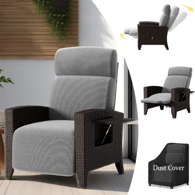 Image de Transat - Chaise longue - Fauteuil de jardin - Transat - Lit de bronzage - Dossier réglable - Coussin en mousse à mémoire de forme