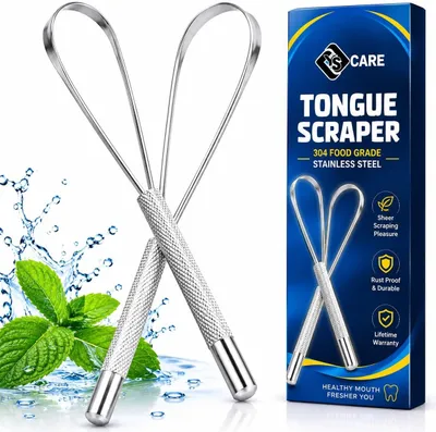 Produktbild von Zungenschaber 2 Stück, Edelstahl, silber, für Mundhygiene