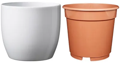 Produktbild von MePla - Set - Übertopf Basel ø19 + Kulturtopf ø18 - weiss