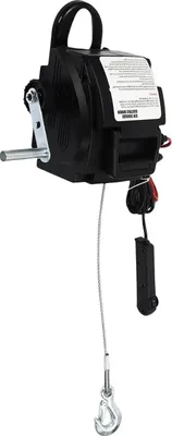 Obrázek produktu pro 12V Elektrické navijáky - elektrické vinčíky o výkonu 300W - tahová síla 2720 kg - pro automobily, nákladní vozy, lodě - černá barva