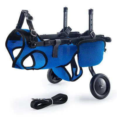 Produktbild von Hunderollstuhl für kleine Hunde, verstellbare Gehhilfe Hinterbeine, Blau