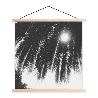 Produktbild von MuchoWow® Textilposter Palmenblätter - Tropisch - Sonne - Palme 120x120 cm mit holzfarbenen Rahmen - Textil-Poster