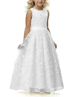 Produktbild von Mädchen Kleid Prinzessin Party Karneval Ballkleid Hochzeit Tutu, Weiß, 12 Jahre